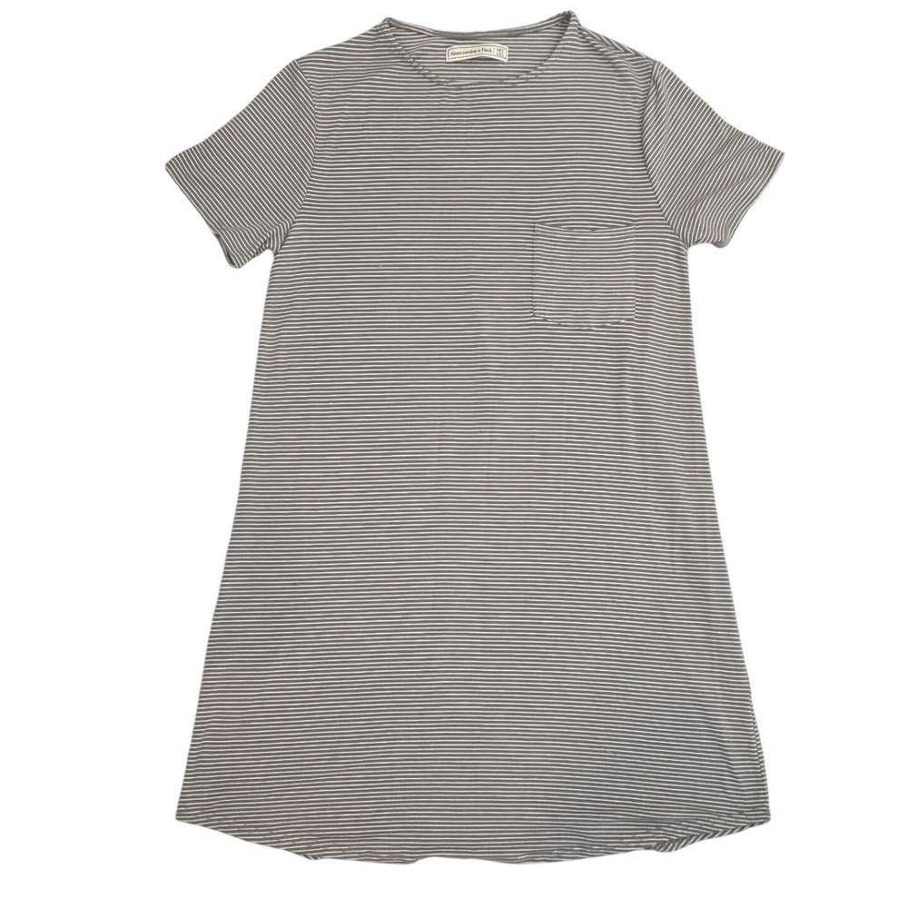Abercrombie & Fitch Striped T-Shirt Dress Green Short Sleeve Medium Tall Jersey